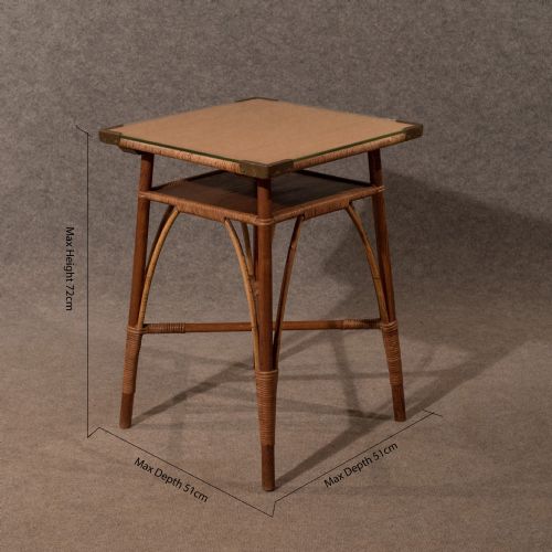 fig 1. Antique Side Table Lamp Two Tier Bamboo Cane Oriental Style Edwardian c1910
