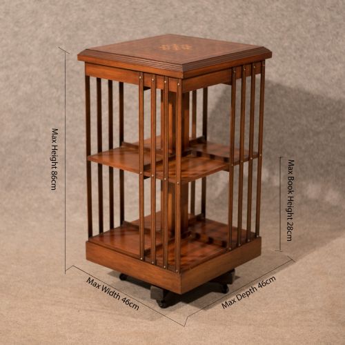 fig 1. Antique Bookcase Revolving Library Cabinet Book Stand Mahogany & Burr Walnut Top