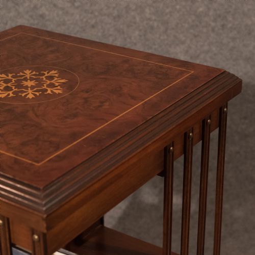 fig 2. Antique Bookcase Revolving Library Cabinet Book Stand Mahogany & Burr Walnut Top