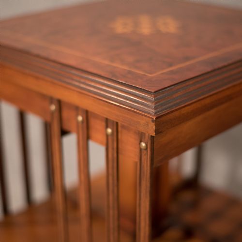 fig 3. Antique Bookcase Revolving Library Cabinet Book Stand Mahogany & Burr Walnut Top