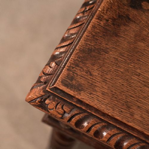 fig 2. Antique Desk Library Writing Table Side Hall Victorian English Carved Oak c1870