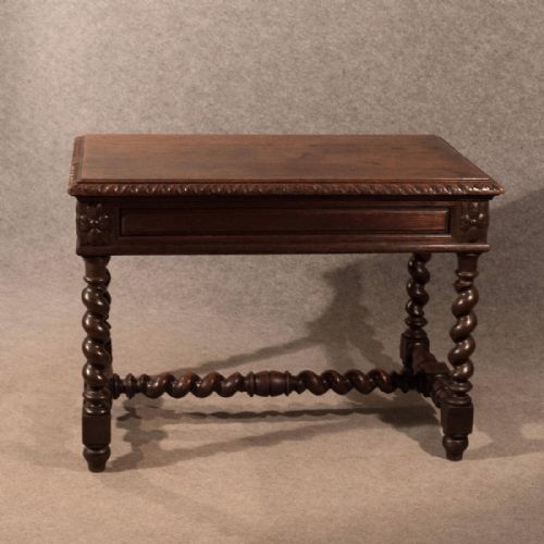 fig 3. Antique Desk Library Writing Table Side Hall Victorian English Carved Oak c1870
