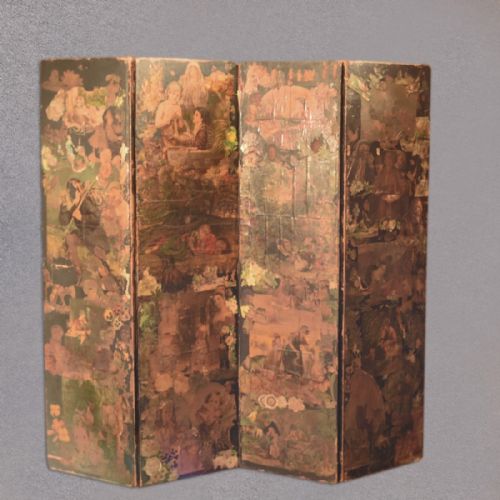 Victorian Scrap Screen, 4 Fold Panel, C.1880