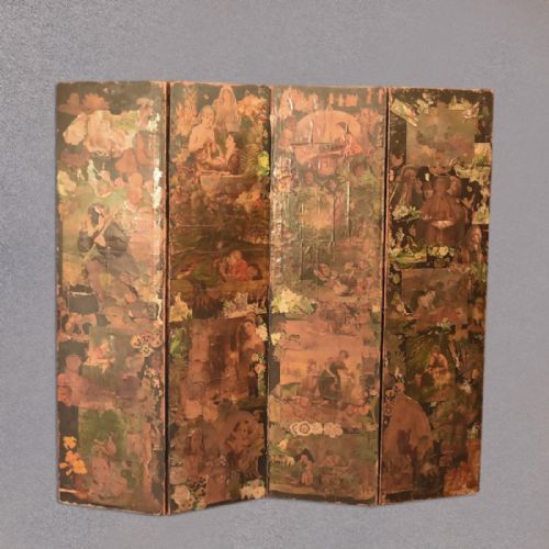 fig 1. Victorian Scrap Screen, 4 Fold Panel, c.1880