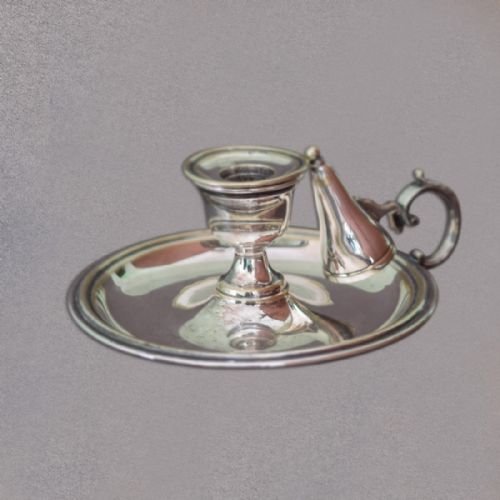 Victorian Silvered Chamberstick, Candlestick, C.1901