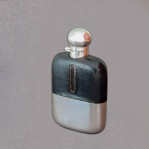 Antique Silvered Hip Flask, James Dixon & Sons C.1880