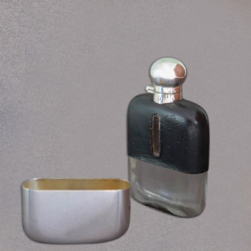fig 1. Antique Silvered Hip Flask, James Dixon & Sons c.1880