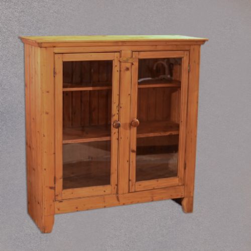 Victorian Pine Glazed Two Door Bookcase, C.1900