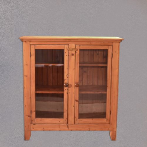 fig 1. Victorian Pine Glazed Two Door Bookcase, c.1900