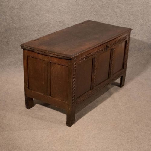 fig 2. Antique Oak Mid-Size Chest Coffer Trunk Box English Early 18th Century c1700