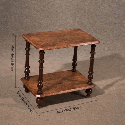 fig 1. Antique Burr Walnut Low Table Lamp Wine Side Occasional English Victorian c1880