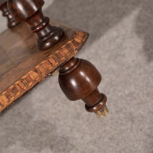 fig 2. Antique Burr Walnut Low Table Lamp Wine Side Occasional English Victorian c1880