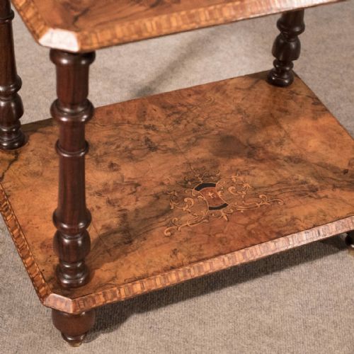 fig 3. Antique Burr Walnut Low Table Lamp Wine Side Occasional English Victorian c1880