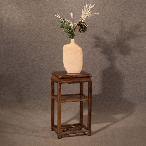 Antique Chinese Elm Tall Table Side Display Lamp Plant Stand Jardiniere C1900