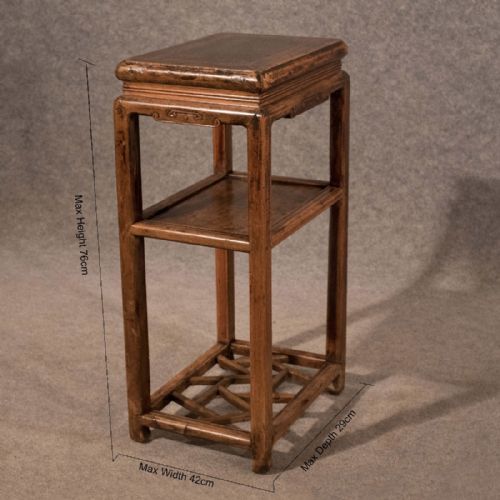 fig 1. Antique Chinese Elm Tall Table Side Display Lamp Plant Stand Jardiniere c1900