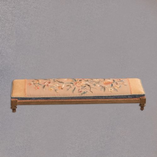fig 1. Antique Foot Rest, Carriage Footrest, Needlepoint, Crewel, Tapestry Fender Stool
