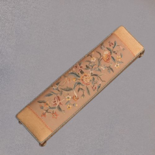 fig 3. Antique Foot Rest, Carriage Footrest, Needlepoint, Crewel, Tapestry Fender Stool