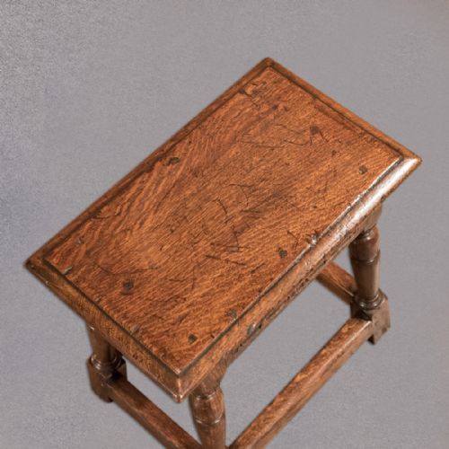 fig 1. Antique Jacobean Revival Oak Joint Stool, Victorian, English, Seat c.1890