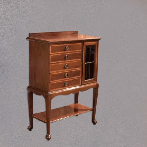 Antique Music Cabinet, Mahogany, English, Lidstone London, Cupboard C.1910