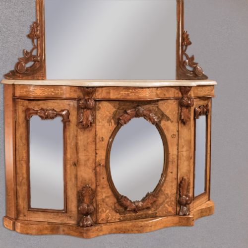 fig 2. Antique Serpentine Sideboard, Walnut Buffet, Credenza, Server, Cabinet c.1850