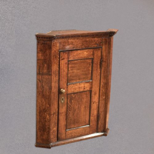 Antique Corner Cabinet, Georgian Oak Hanging Cupboard, English Country C.1750