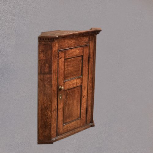 fig 2. Antique Corner Cabinet, Georgian Oak Hanging Cupboard, English Country c.1750
