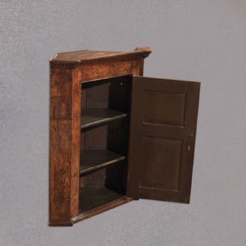 fig 3. Antique Corner Cabinet, Georgian Oak Hanging Cupboard, English Country c.1750