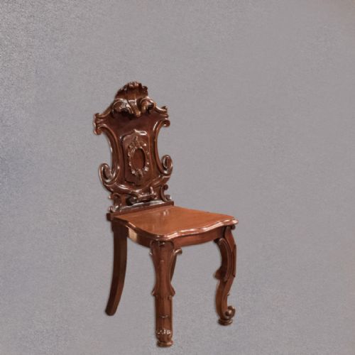 Antique Solid Shield Back Hall Chair, Scottish Polished Walnut, Furniture C.1880