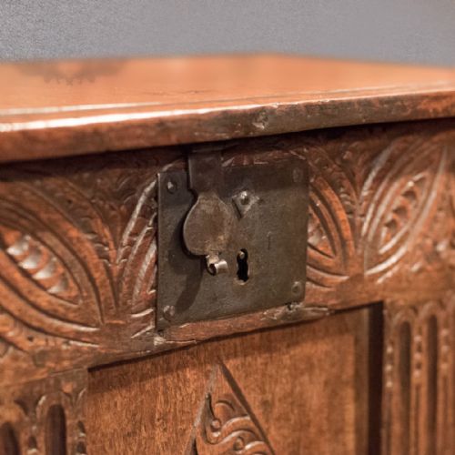 fig 2. 17th Century Oak Panelled Coffer