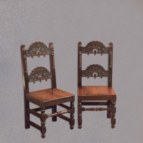 Victorian Pair of Oak Hall Chairs, C.1880