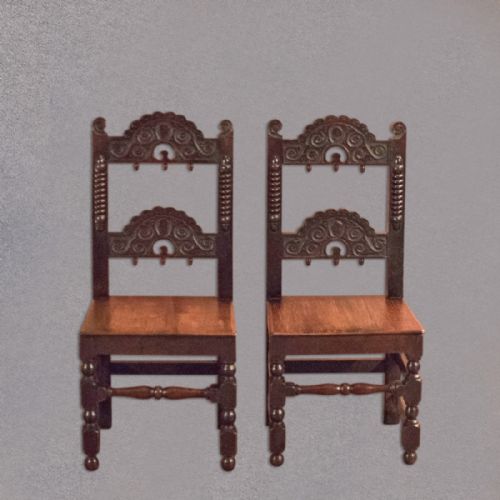 fig 1. Victorian Pair of Oak Hall Chairs, c.1880
