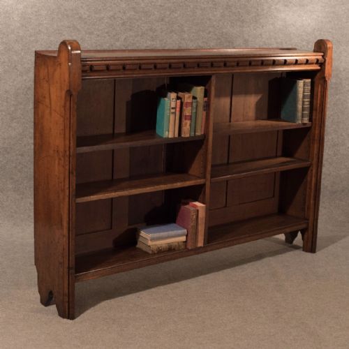 Antique Oak Open Bookcase Gothic Church Victorian C1850