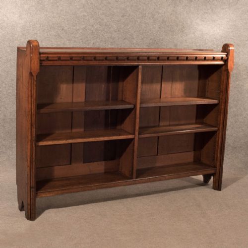 fig 2. Antique Oak Open Bookcase Gothic Church Victorian c1850