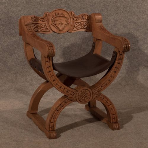 Antique French Beech & Leather Study Chair Quality C1910