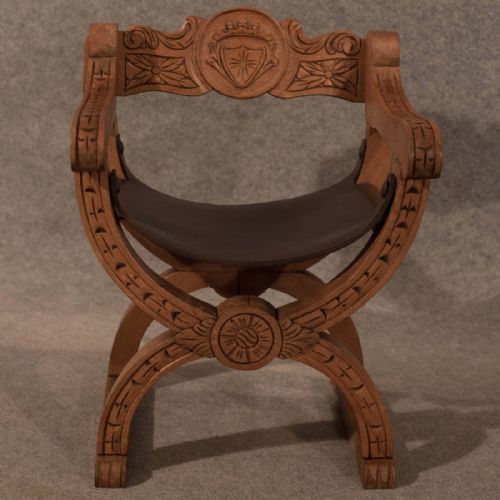 fig 2. Antique French Beech & Leather Study Chair Quality c1910