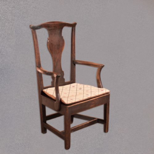 Late Georgian Oak Open Armchair, C.1800