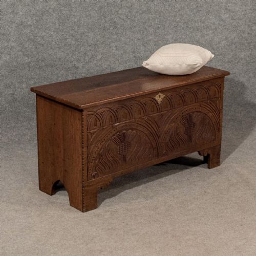 Antique Oak Small Sword Chest Coffer Trunk Blanket Box English Window Seat C1800