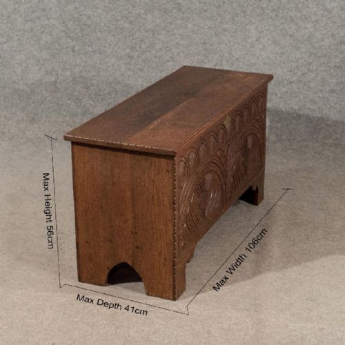 fig 1. Antique Oak Small Sword Chest Coffer Trunk Blanket Box English Window Seat c1800