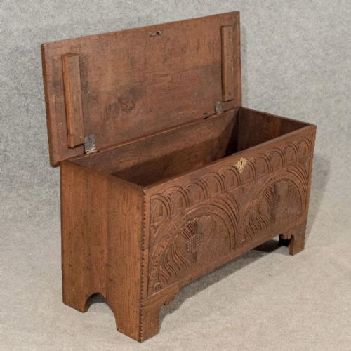fig 2. Antique Oak Small Sword Chest Coffer Trunk Blanket Box English Window Seat c1800