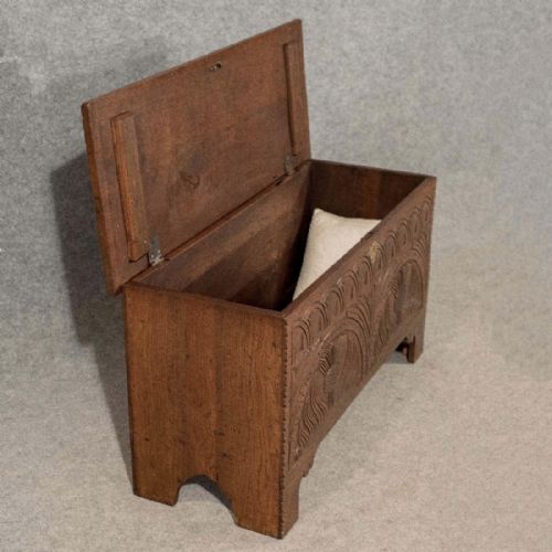 fig 3. Antique Oak Small Sword Chest Coffer Trunk Blanket Box English Window Seat c1800