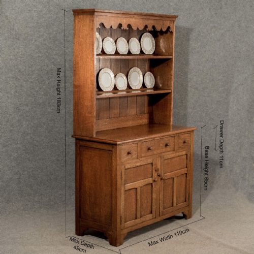 fig 1. Antique Oak Kitchen Dresser Display Cabinet Cupboard English Top Quality c1900