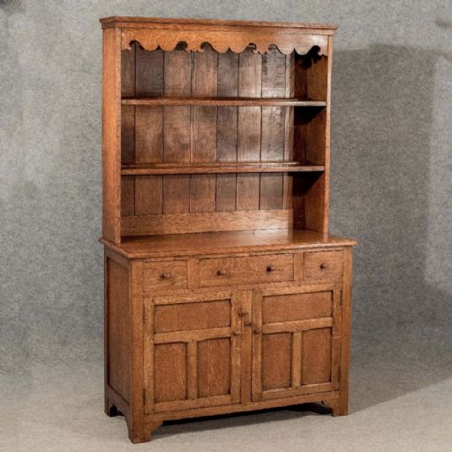 fig 4. Antique Oak Kitchen Dresser Display Cabinet Cupboard English Top Quality c1900