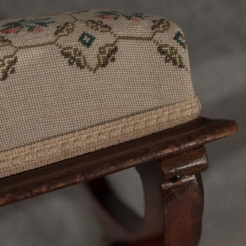 fig 2. Antique Dressing Music Stool Footstool Needlepoint Tapestry Victorian c1870