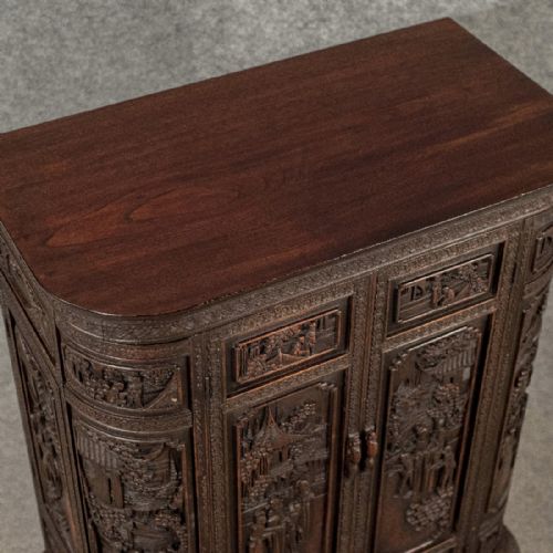 fig 4. Antique Cabinet Chinese Carved Mahogany Oriental Steampunk Drinks Display c1900