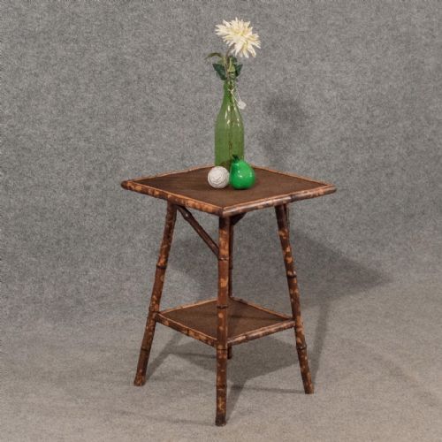 Antique Side Table Lamp Two Tier Bamboo 19th Century Oriental Victorian C1900