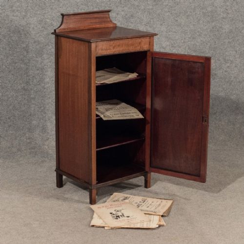 fig 2. Antique Small Music Cabinet Side Table Bedside Cupboard Edwardian Mahogany c1910