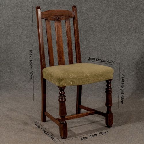 fig 1. Antique Dining or Kitchen Chairs x 4 Comfy Upholstered Seats Edwardian Oak c1910