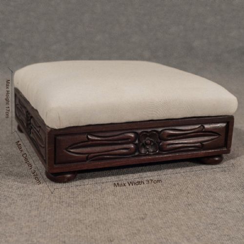 fig 1. Antique Small Foot Stool Gout Rest Low Seat English Victorian Mahogany c1860