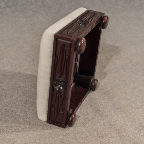 fig 2. Antique Small Foot Stool Gout Rest Low Seat English Victorian Mahogany c1860