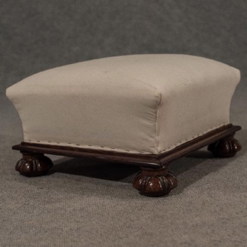Antique Small Foot Stool Gout Rest Low Seat English Victorian Mahogany C1850